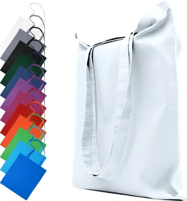 Produktbild von Stofftasche Baumwolltasche 28x32 cm Tasche Beutel Tragetasche Einkaufstasche Stoffbeutel, in Farbe: Weiß
