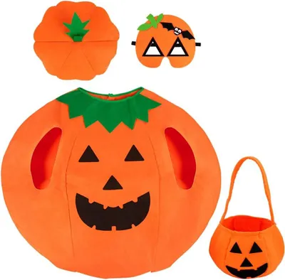 Zdjęcie produktu dla Kostium dla dziecka w kształcie dyni, rozmiar 110-120 cm, idealny na Halloween, przebranie dla dzieci