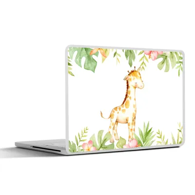 Produktbild von MuchoWow® Laptop Aufkleber Sticker Cover Giraffe - Dschungel - Blumen - Aquarell 25x18 cm - Laptop-Deko