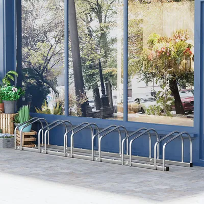 Produktbild von Sweiko Fahrradständer für 6 Fahrräder wetterfest Wand- oder Bodenmontage Stahl 179 x 33 x 27cm