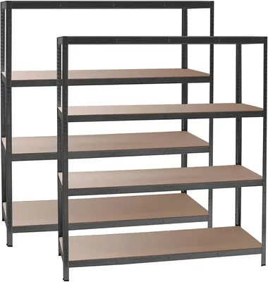 Produktbild von Set 2X Schwerlastregal 160x60x180cm, 175kg/Ablage, Steckregal schwarz aus Stahl, Lastenregal mit 4 Ablagen, Werkstattregal