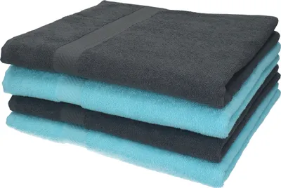 Produktbild von Betz 4 Stück Duschtücher Badetuch Duschtuch Set Palermo 100% Baumwolle Handtuch Strandlaken Größe 70 x 140 cm Farbe anthrazit und türkis