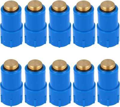 Produktbild von tecuro Baustopfen Abdrückstopfen Blindstopfen 3/4 Zoll, mit Messing-Gewinde - Kunststoff blau - 10 Stück
