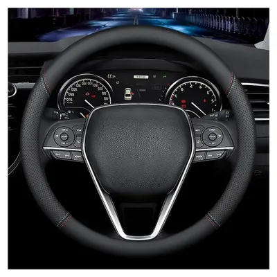 Produktbild von Nappa Premium Leder Auto Lenkradbezug Anti Rutsch Atmungsaktiv Universal 15 Zoll Schwarz