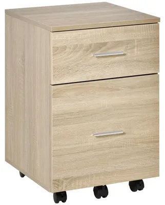 Produktbild von Bš¹rocontainer, mobile Aufbewahrungseinheit mit 2 Schubladen und 5 Rollen, aus Spanplatte, 39,5 x 39 x 58,5 cm