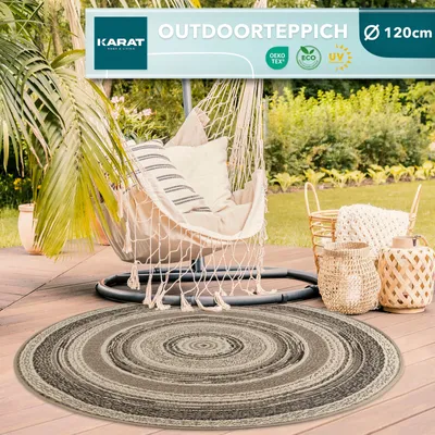 Produktbild von Indoor & Outdoor Teppich Zoe pflegeleicht & UV-beständig Rund 120 cm Beige-Grau