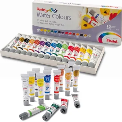 Immagine prodotto di Colori ad acquerello Pentel in tubetto, 15 colori, 5 ml, WFRS-15