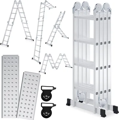 Immagine prodotto di Jayseuw scala multiuso 6 in 1 470cm scala in alluminio Scala multiuso Scala pieghevole Scala inclinata Scala a gradini Scala domestica Scala in alluminio Scala multifunzionale