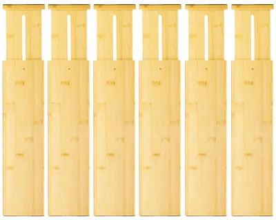 6 Bambus Schubladen-Organizer, verstellbar, 30-43 cm