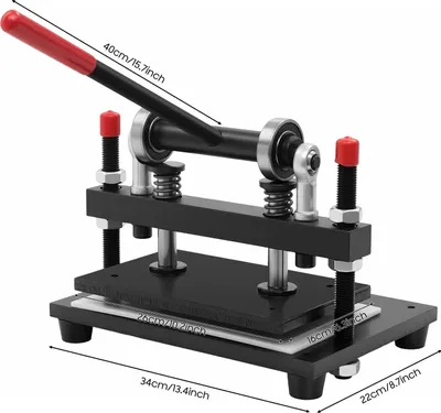 Immagine prodotto di Fustellatrice per pelle - Pressa manuale da 2 t - Corsa regolabile 15 mm - Profondità di taglio fino a 10 cm - Larghezza di alimentazione 31 cm - Nera