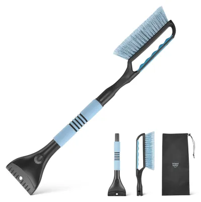 Obrázok produktu pre A. Snehová lopata s odstraňovačom ľadu, ergonomická rukoväť, čierna, modrá, 66,5 cm