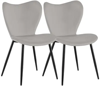 Produktbild von CLP 2er Set Esszimmerstühle Maika gepolstert mit Rückenlehnen belastbar bis 150 kg grau Material Samt