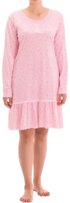 Produktbild von Nachthemd Langarm - Spitze Rüschenrock, Farbe:rosa, Größe:XL