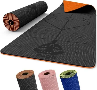 Productafbeelding van Yogamat Antislip 6 mm TPE - Reisvriendelijke Yogamat voor Thuis en Sportschool - Ideaal voor Oefeningen, Fitness en Pilates - Met Laseru