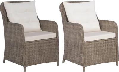 Produktbild von vidaXL Krzesła ogrodowe z poduszkami 2 szt. Poli rattan brązowy