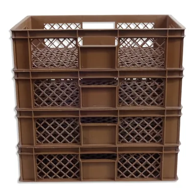 Produktbild von 4x Bäckerkiste Brötchenbox Brotbehälter Konditorenbox Stapelbox Gitterbox EURO-Norm 15 cm braun