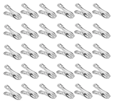 Image de Pince à linge en acier inoxydable, 30 pièces, dimensions 5 x 3 cm, pour serviettes et linge