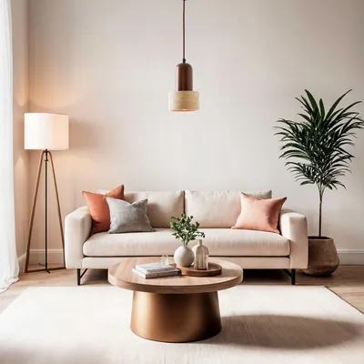 Produktbild von Opviq, Hochwertige Holz-Chandelier mit Travertin-Kappe, verstellbare Höhe 24-154 cm, Ø12 cm, Beige und Walnuss, E27 Fassung, ideal für rustikale Wohnräume, ohne Glühbirne.