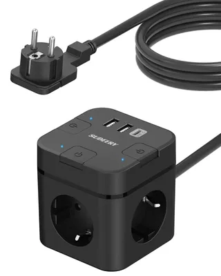 Obrázek produktu pro Zásuvková lišta Cube 6v1 s USB-C, 3 zásuvkami a 2 metrovým kabelem