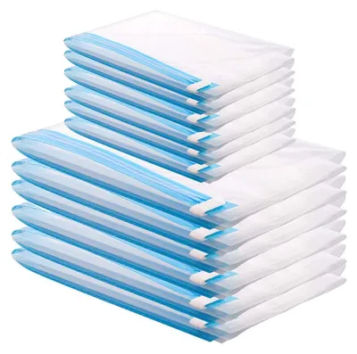 Produktbild von Vakuumbeutel Reise zum Rollen 12er Set 2 Größen (60x40cm, 50x35cm) Kompressionsbeutel für Kleidung