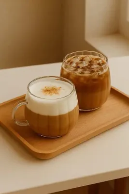 Image de Mevaz Verres à thé et café avec anse en verre cannelé 2 x 350 ml