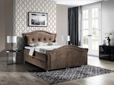 Produktbild von Chesterfield Boxspring Betten Hotel Bett Schlafzimmer Samt Bettkasten Doppelt