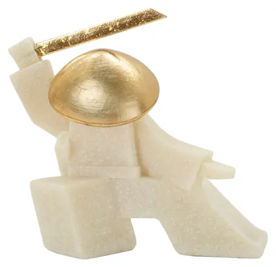 Image de Figurine décorative Mauro Ferretti Samurai Oda Quarzy 19x8x18 cm or blanc