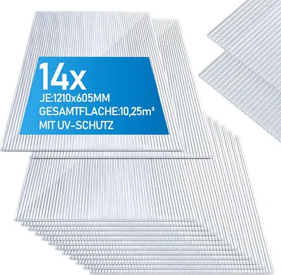 Produktbild von Faziango 14x Doppelstegplatten 4mm Zuschneidbar 121x60,5cm Polycarbonat 10,25m² UV-beständig Klar Hohlkammerplatten Gewächshaus Platten Stegplatten