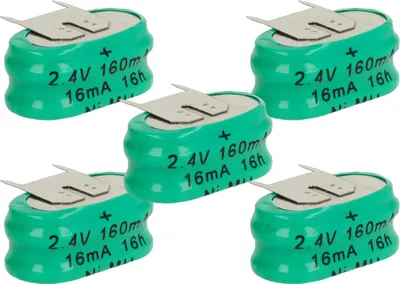 Produktbild von vhbw 5x NiMH Ersatz Knopfzellen-Akku (150 mAh, 2,4 V, NiMH)