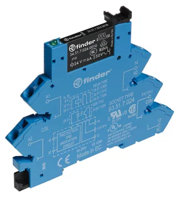 Obrázek produktu pro Vazební relé 6,2mm 1W,6A,IP20 - Spínací relé DC 24V 6A 38.61.7.024.0050