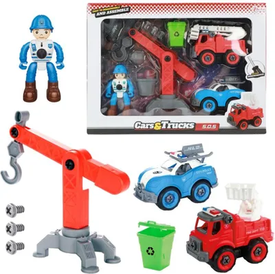 Produktbild von Toi-Toys CARS_TRUCKS Schraubfahrzeug Feuerwehr Polizei – Zubehör + Figur