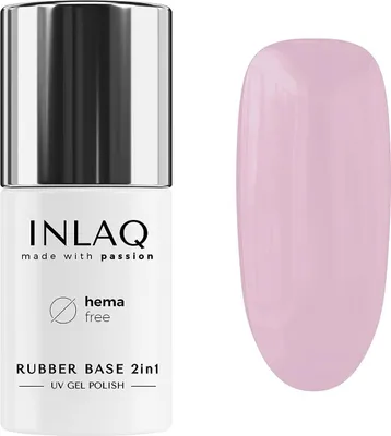 Produktbild von INLAQ® 2in1 Rubber Base Gel UV HEMA Free 6 ml - Gel Nagellack bis zu 95% Deckkraft Base Gel für Nagellack UV, Farbe Lilly