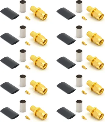 Produktbild von RP-SMA Stecker LMR240 LMR-240 RG59U RG8X RG-8X RF-Koaxialkabelstecker vergoldet (10er-Pack)