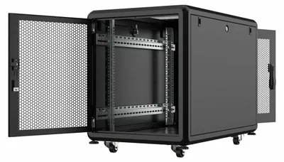 Produktbild von LOGON RSL12U61BL, Freistehendes Gestell, 12U, 600 kg, Sperrschloss, Verstellbare Füße, Verbessertes Kabelmanagement