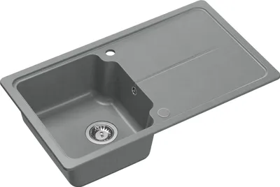 Produktbild von QUADRON Spülbecken NEAL 111 Granitspüle Küche, Größe: 86 x 50 x 20,5 cm, Grau, Küchenspüle Einbeckenspüle Set: Granitspüle + Siphon + Abdeckkappe