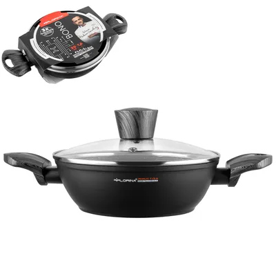 Immagine prodotto di Pentola di cottura Pentola per zuppa Induzione con coperchio in vetro Alluminio rivestito in marmo 1,6 l