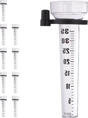 Zdjęcie produktu dla Zestaw do pomiaru opadów, 10 elementów, z uchwytem i miernikiem opadów, przezroczysty/czarny, do 35 mm/m²