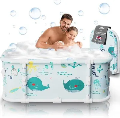 Produktbild von Famanu Faltbare Badewanne 120 cm - 7-lagige Badewanne für Duschen