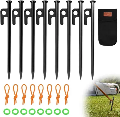 Produktbild von Zeltnägel 20 cm, 8 Stück, Stahl, 9 mm, für Camping