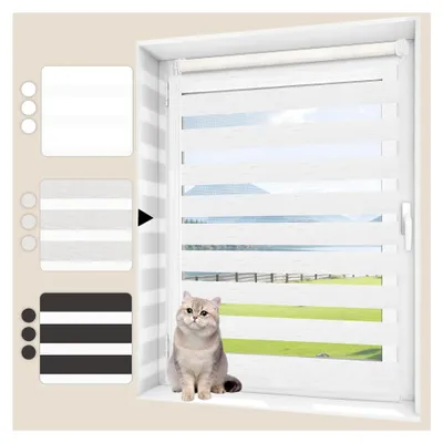 Produktbild von Doppelrollo Klemmfix ohne Bohren, B35 x H100cm (Stoffbreite 31cm), lichtdurchlässig und verdunkelnd, Seitenzugrollo für Badezimmer, Schlafzimmer, Wohnzimmer Fenster und Tür