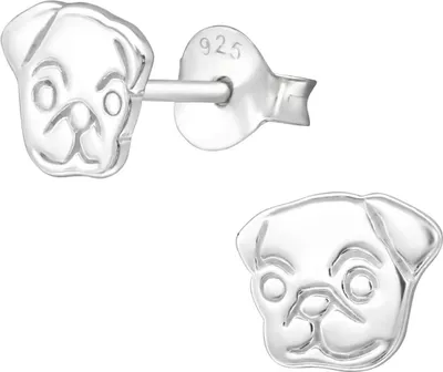 Produktbild von Hundekopf Ohrringe Ohrstecker 925 Sterling Silber