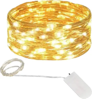 Zdjęcie produktu dla TG66259-2 LAMPKI CHOINKOWE na DRUCIKU 10 LED ŚWIATEŁKA GIRLANDA CIEPŁY BIAŁY baterie