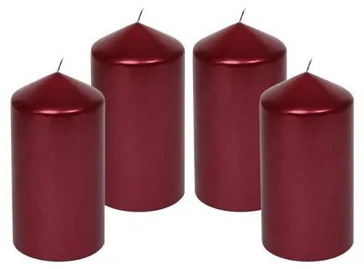 Produktbild von 4er Set Adventskranzkerzen "Edelglanz" Altrot 150/77 mm