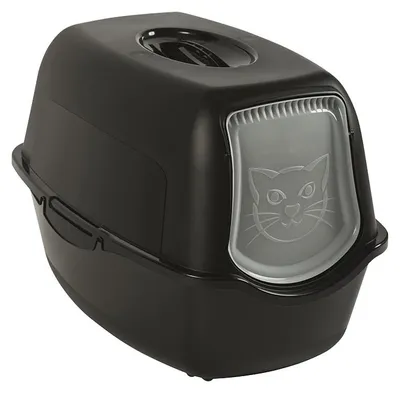 Produktbild von Rotho Katzentoilette Eco Bailey mit geruchshemmendem Aktivkohlefilter - Katzenklo 56,0 x 40,0 x 39,0 cm - Katzen Toilette inkl. Haube und Schwingtür