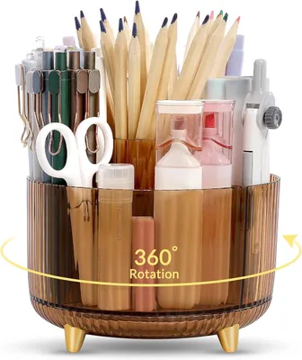 Image de Range-documents rotatif, 5 compartiments, couleur marron, 12,7 x 9,7 cm, pour bureau
