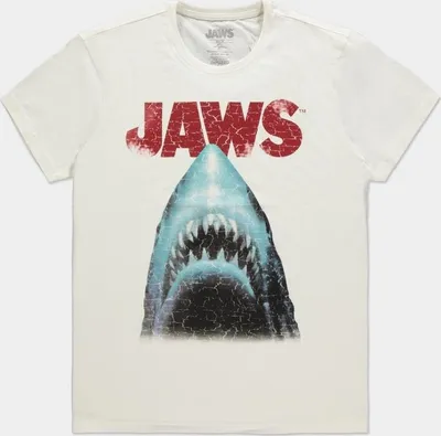 Produktbild von Difuzed - T-Shirt Herren - Jaws (weiß) Shirt der weiße Hai S