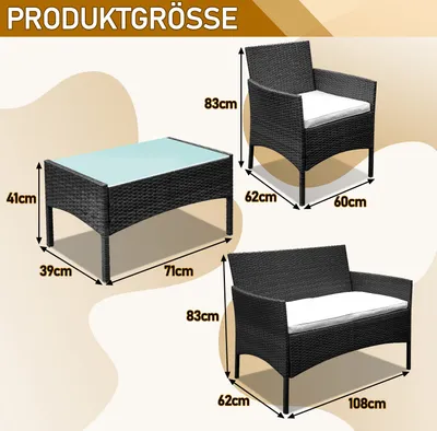 Obrázok produktu pre Záhradný nábytok záhradná súprava záhradný obývacia izba ratanový nábytok sedacia súprava balkón čierna