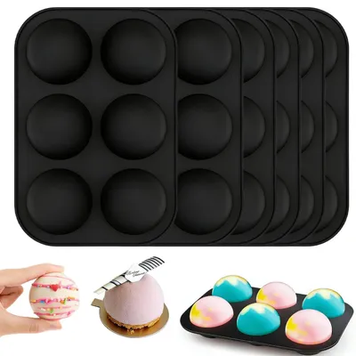 Immagine prodotto di Set di 6 stampi in silicone a forma di semisfera, diametro 5 cm, ideali per cioccolato, torte, gelatine, mousse