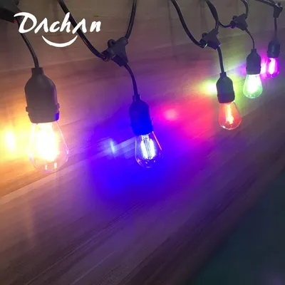 Immagine prodotto di Catena luminosa a cinque colori - 15 metri - Lampadine LED S14 da 2W - Illuminazione esterna impermeabile - Ideale per giardino e feste