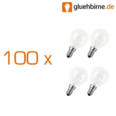 Produktbild von 100 x Tropfen Glühbirne 15W E14 klar Glühlampe 15 Watt Glühbirnen Glühlampen